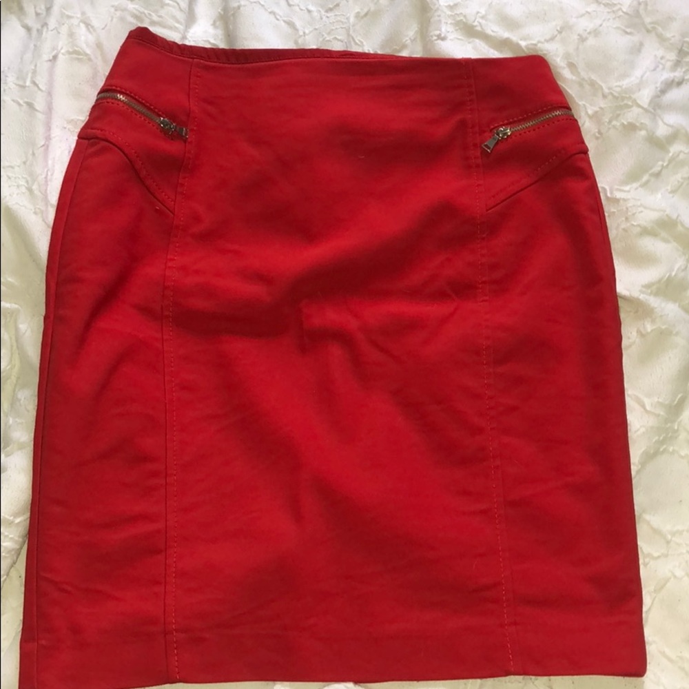Express Red Business Skirt